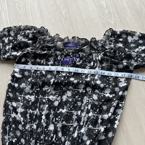 Miley Cyrus Max Azria Tunic Womens Small Black White Drawstring Georgette Sheer - Picture 7 of 16